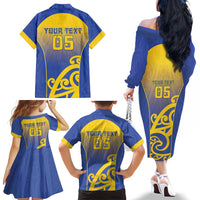 Custom James Cook High School Family Matching Off The Shoulder Long Sleeve Dress and Hawaiian Shirt Maori Koru Pattern LT05 - Polynesian Pride