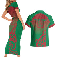 Custom Onehunga High School Couples Matching Short Sleeve Bodycon Dress and Hawaiian Shirt Maori Koru Pattern