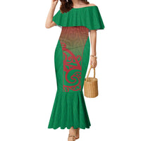 Custom Onehunga High School Family Matching Mermaid Dress and Hawaiian Shirt Maori Koru Pattern LT05 Mom's Dress Green - Polynesian Pride