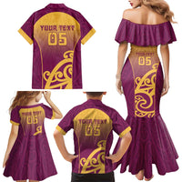 Custom Waiuku College Family Matching Mermaid Dress and Hawaiian Shirt Maori Koru Pattern LT05 - Polynesian Pride