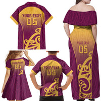 Custom Waiuku College Family Matching Off Shoulder Maxi Dress and Hawaiian Shirt Maori Koru Pattern LT05 - Polynesian Pride
