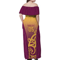 Custom Waiuku College Family Matching Off Shoulder Maxi Dress and Hawaiian Shirt Maori Koru Pattern LT05 - Polynesian Pride