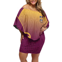 Custom Waiuku College Family Matching Off Shoulder Short Dress and Hawaiian Shirt Maori Koru Pattern LT05 Mom's Dress Maroon - Polynesian Pride