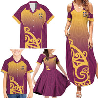Custom Waiuku College Family Matching Summer Maxi Dress and Hawaiian Shirt Maori Koru Pattern LT05 - Polynesian Pride