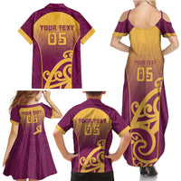 Custom Waiuku College Family Matching Summer Maxi Dress and Hawaiian Shirt Maori Koru Pattern LT05 - Polynesian Pride