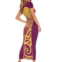 Custom Waiuku College Short Sleeve Bodycon Dress Maori Koru Pattern