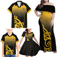 Custom Motueka High School Family Matching Off Shoulder Maxi Dress and Hawaiian Shirt Maori Koru Pattern LT05 - Polynesian Pride