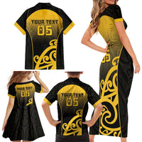 Custom Motueka High School Family Matching Short Sleeve Bodycon Dress and Hawaiian Shirt Maori Koru Pattern LT05 - Polynesian Pride
