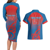 Custom St Joseph's Maori Girls' College Couples Matching Long Sleeve Bodycon Dress and Hawaiian Shirt Maori Koru Pattern LT05 - Polynesian Pride