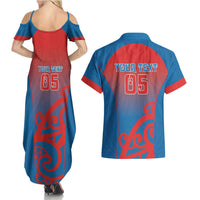 Custom St Joseph's Maori Girls' College Couples Matching Summer Maxi Dress and Hawaiian Shirt Maori Koru Pattern LT05 - Polynesian Pride