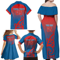 Custom St Joseph's Maori Girls' College Family Matching Off Shoulder Maxi Dress and Hawaiian Shirt Maori Koru Pattern LT05 - Polynesian Pride
