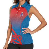 Custom St Joseph's Maori Girls' College Women Sleeveless Polo Shirt Maori Koru Pattern