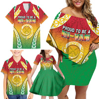 Personalised Vanuatu Family Matching Off Shoulder Short Dress and Hawaiian Shirt Proud To Be A Ni-Van With Tribal Pattern LT05 - Polynesian Pride