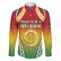 Personalised Vanuatu Family Matching Off Shoulder Short Dress and Hawaiian Shirt Proud To Be A Ni-Van With Tribal Pattern LT05 Dad's Shirt - Long Sleeve Reggae - Polynesian Pride