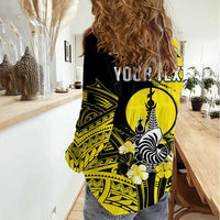 Personalised New Caledonia Day Women Casual Shirt Kanaky Flag Coat Of Arms Polynesian Pattern LT05 - Polynesian Pride