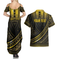 Personalised Polynesia Childhood Cancer Awareness Couples Matching Summer Maxi Dress and Hawaiian Shirt You Are Stronger Than Cancer LT05 - Polynesian Pride
