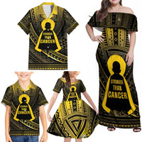 Personalised Polynesia Childhood Cancer Awareness Family Matching Off Shoulder Maxi Dress and Hawaiian Shirt You Are Stronger Than Cancer LT05 - Polynesian Pride