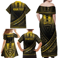 Personalised Polynesia Childhood Cancer Awareness Family Matching Off Shoulder Maxi Dress and Hawaiian Shirt You Are Stronger Than Cancer LT05 - Polynesian Pride