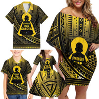 Personalised Polynesia Childhood Cancer Awareness Family Matching Off Shoulder Short Dress and Hawaiian Shirt You Are Stronger Than Cancer LT05 - Polynesian Pride