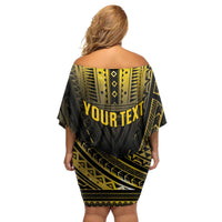 Personalised Polynesia Childhood Cancer Awareness Family Matching Off Shoulder Short Dress and Hawaiian Shirt You Are Stronger Than Cancer LT05 - Polynesian Pride