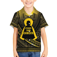 Personalised Polynesia Childhood Cancer Awareness Family Matching Summer Maxi Dress and Hawaiian Shirt You Are Stronger Than Cancer LT05 Son's Shirt Black - Polynesian Pride