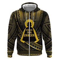 Personalised Polynesia Childhood Cancer Awareness Hoodie You Are Stronger Than Cancer LT05 Zip Hoodie Black - Polynesian Pride