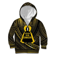 Personalised Polynesia Childhood Cancer Awareness Kid Hoodie You Are Stronger Than Cancer LT05 Zip Hoodie Black - Polynesian Pride
