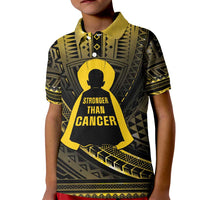 Personalised Polynesia Childhood Cancer Awareness Kid Polo Shirt You Are Stronger Than Cancer LT05 Kid Black - Polynesian Pride