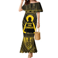 Personalised Polynesia Childhood Cancer Awareness Mermaid Dress You Are Stronger Than Cancer LT05 Women Black - Polynesian Pride