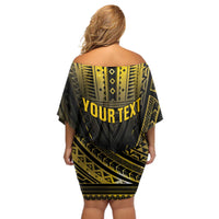 Personalised Polynesia Childhood Cancer Awareness Off Shoulder Short Dress You Are Stronger Than Cancer LT05 - Polynesian Pride