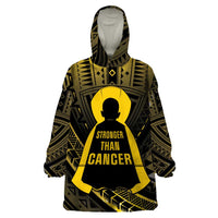 Personalised Polynesia Childhood Cancer Awareness Wearable Blanket Hoodie You Are Stronger Than Cancer LT05 One Size Black - Polynesian Pride