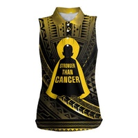 Personalised Polynesia Childhood Cancer Awareness Women Sleeveless Polo Shirt You Are Stronger Than Cancer LT05 Female Black - Polynesian Pride