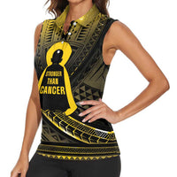 Personalised Polynesia Childhood Cancer Awareness Women Sleeveless Polo Shirt You Are Stronger Than Cancer LT05 - Polynesian Pride