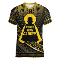 Personalised Polynesia Childhood Cancer Awareness Women V-Neck T-Shirt You Are Stronger Than Cancer LT05 Female Black - Polynesian Pride