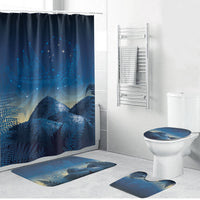 New Zealand Matariki Bathroom Set Maori Waka With Silver Fern LT05 Bathroom Set (4 pcs) Navy - Polynesian Pride
