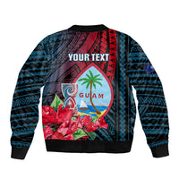 Personalized Guam Sleeve Zip Bomber Jacket Latte Stone Mix Bougainvillea Polynesian Pattern LT05 - Polynesian Pride