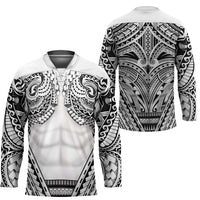 Polynesian Tattoo Inspired Cosplay Costume Hockey Jersey Tribal Warrior White - Polynesian Pride