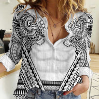 Polynesian Tattoo Inspired Cosplay Costume Women Casual Shirt Tribal Warrior White LT05 Female White - Polynesian Pride
