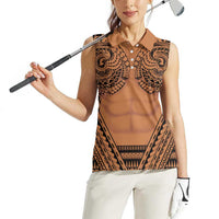 Polynesian Tattoo Inspired Cosplay Costume Women Sleeveless Polo Shirt Tribal Warrior LT05 - Polynesian Pride