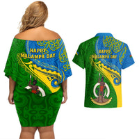 malampa-day-couples-matching-off-shoulder-short-dress-and-hawaiian-shirt-sand-drawing-vanuatuan-pattern