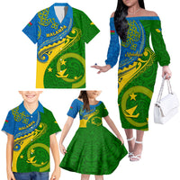 Malampa Day Family Matching Off Shoulder Long Sleeve Dress and Hawaiian Shirt Sand Drawing Vanuatuan Pattern LT05 - Polynesian Pride