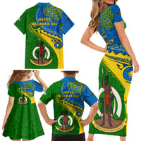 Malampa Day Family Matching Short Sleeve Bodycon Dress and Hawaiian Shirt Sand Drawing Vanuatuan Pattern LT05 - Polynesian Pride