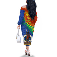 Tafea Day Family Matching Off Shoulder Long Sleeve Dress and Hawaiian Shirt Sand Drawing Vanuatuan Pattern LT05 - Polynesian Pride