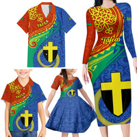Personalized Tafea Day Family Matching Long Sleeve Bodycon Dress and Hawaiian Shirt Sand Drawing Vanuatuan Pattern LT05 - Polynesian Pride