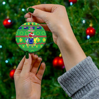 Personalised Cook Islands Christmas Ceramic Ornament Santa Coat Of Arms Meri Kiritimiti LT05 - Polynesian Pride