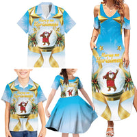Fiji Christmas Family Matching Summer Maxi Dress and Hawaiian Shirt Snow Globe With Fijian Santa LT05 - Polynesian Pride