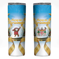 Fiji Christmas Skinny Tumbler Snow Globe With Fijian Santa LT05 Blue - Polynesian Pride