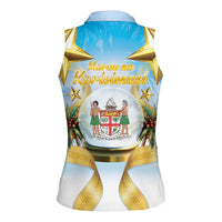 Fiji Christmas Women Sleeveless Polo Shirt Snow Globe With Fijian Santa LT05 - Polynesian Pride
