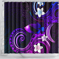 Hawaii Humuhumu Reef Triggerfish Shower Curtain Violet With Plumeria LT05 - Polynesian Pride