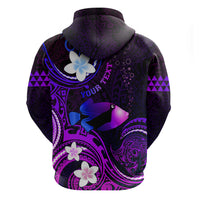 Personalised Hawaii Humuhumu Reef Triggerfish Zip Hoodie Violet With Plumeria LT05 - Polynesian Pride
